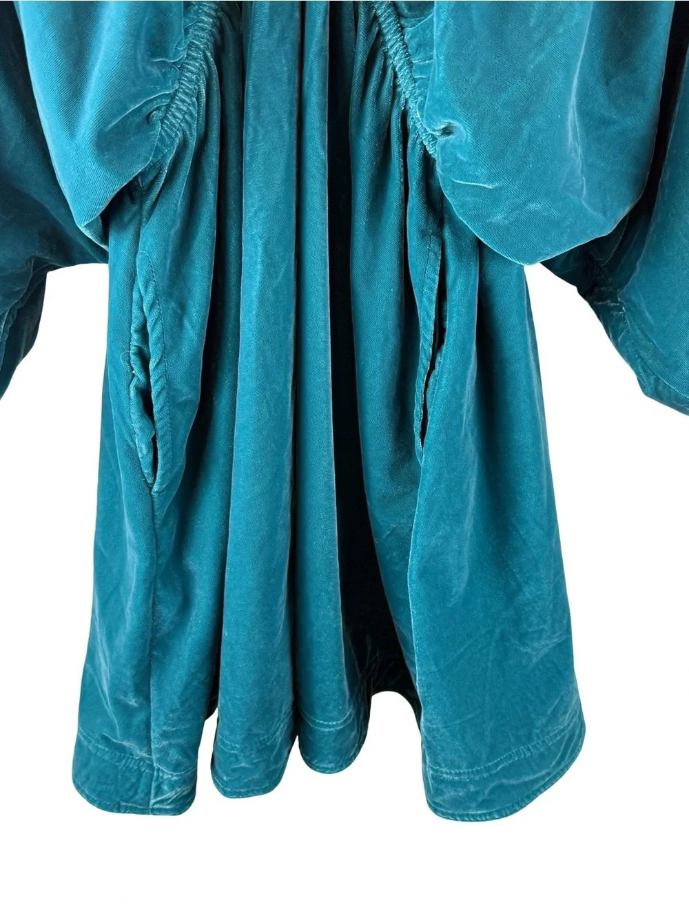 Free People Teal Velvet Babydoll Mini Dress Small